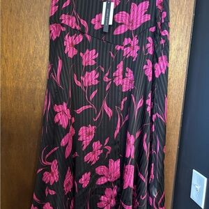 Banana Republic Navy and Pink Floral Midi Skirt
